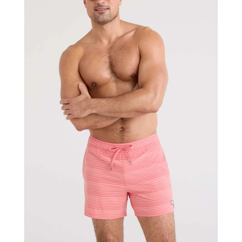 Oh Buoy 2N1 Swim Volley Short 5 – Hibiscus/Coral Pop Stripe