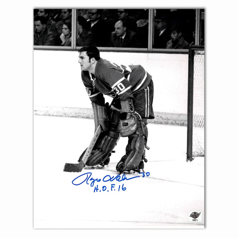 Rogie Vachon Autographed Montreal Canadiens Black and White 8×10 Photo