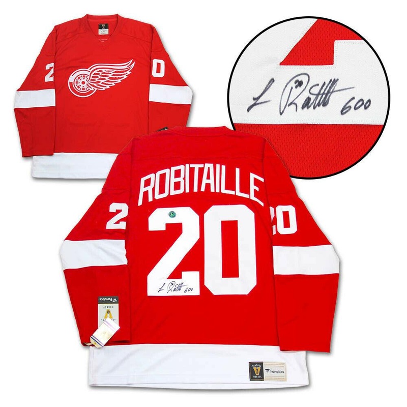 Luc Robitaille Detroit Red Wings Signed 600 Goal Fanatics Vintage Jersey