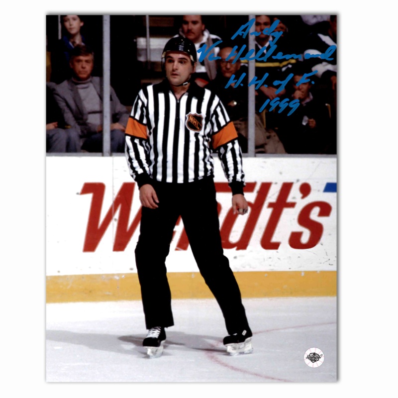 Andy Van Hellemond Autographed NHL Official Referee 8×10 Photo (Standing)