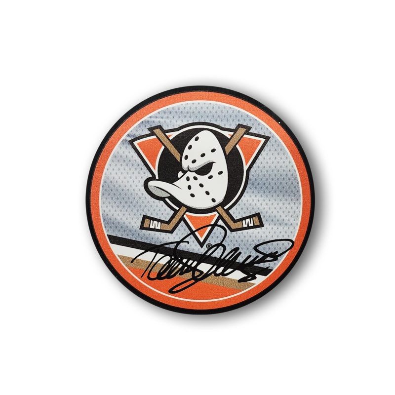 Teemu Selanne Autographed Anaheim Ducks Reverse Retro Hockey Puck