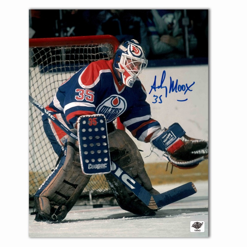 Andy Moog Autographed Edmonton Oilers 8×10 Photo