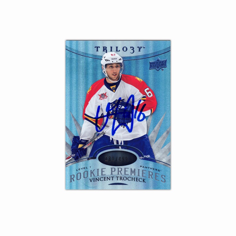 2014-15 UD Trilogy #117 VINCENT TROCHECK Autographed Rookie Card /499