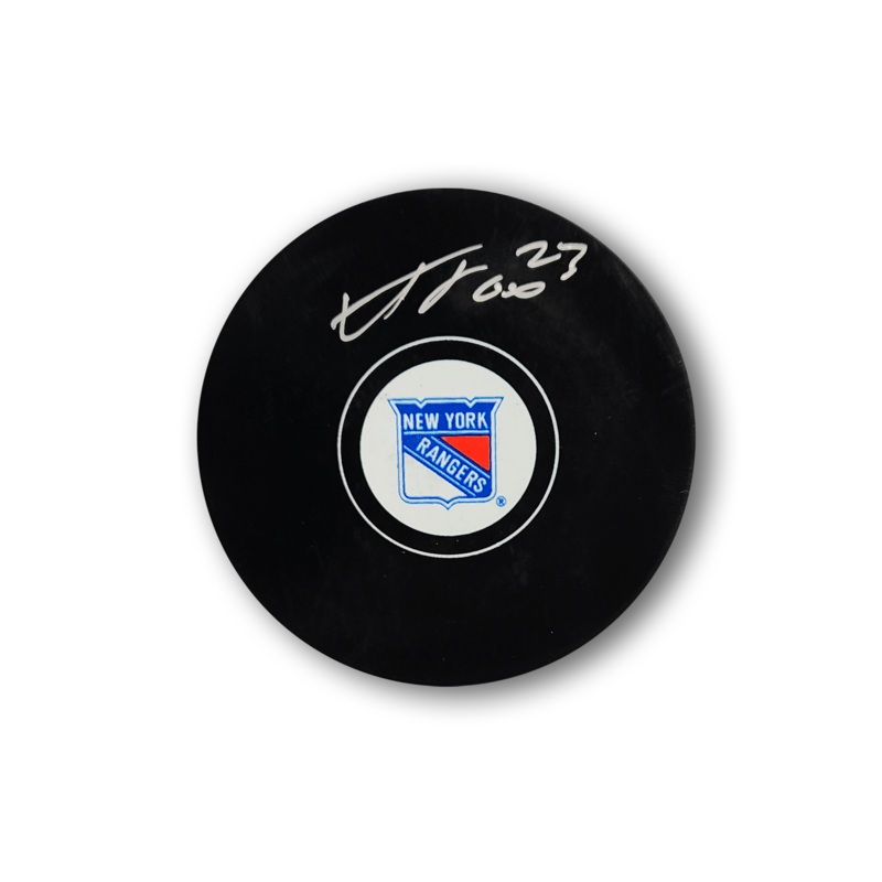 Adam Fox Autographed New York Rangers Hockey Puck