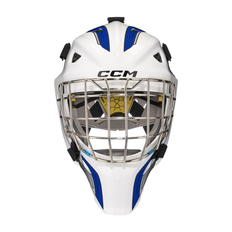 CCM Goalie Mask Axis F5 Certified Cat-Eye Dekal Sr White/Royal