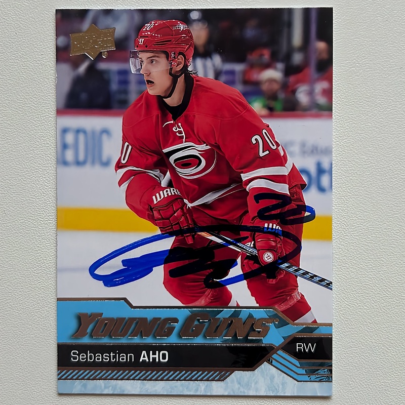 2016-17 UD Young Guns #210 SEBASTIAN AHO Autographed Rookie Card
