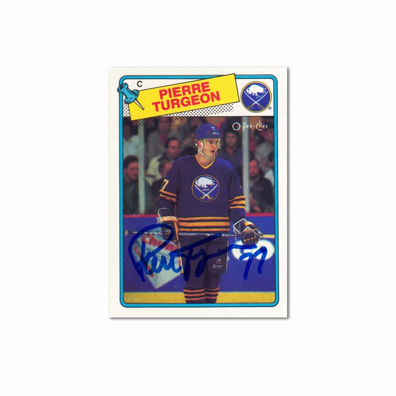 1988-89 OPC #194 PIERRE TURGEON Buffalo Sabers Autographed Rookie Card