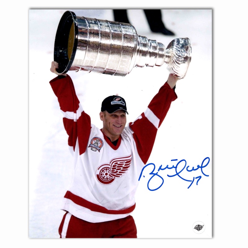 Brett Hull Autographed Detroit Red Wings 2002 Stanley Cup 8×10 Photo