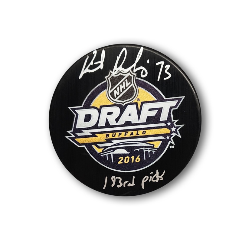 Vincent Desharnais Autographed 2016 NHL Draft Hockey Puck Inscribed 183rd Pick