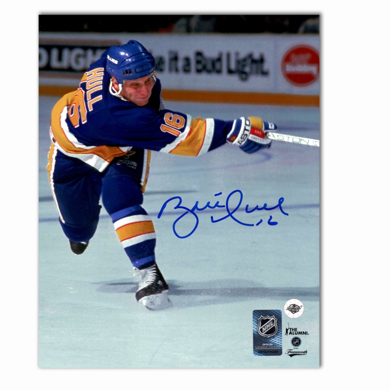 Brett Hull Autographed St. Louis Blues Slapshot 8×10 Photo