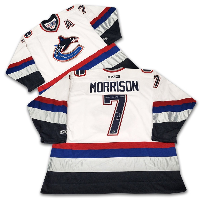 Brendan Morrison Vancouver Canucks White Jersey Inscribed West Coast Express