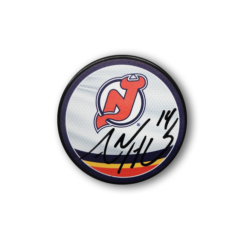 Adam Henrique Autographed New Jersey Devils Reverse Retro Hockey Puck