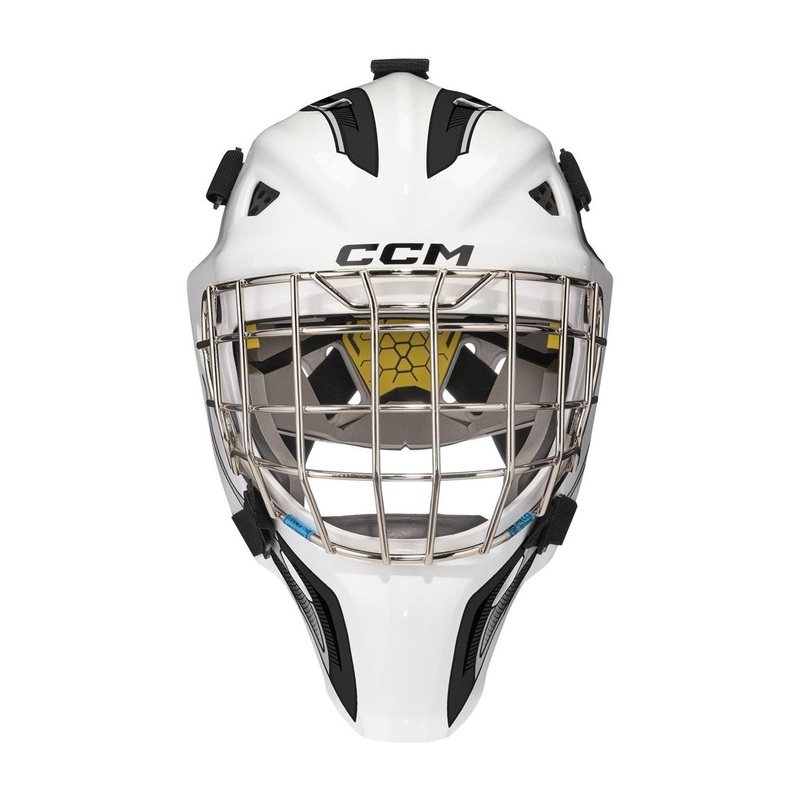 CCM Goalie Mask Axis F5 Certified Cat-Eye Dekal Sr White/Black
