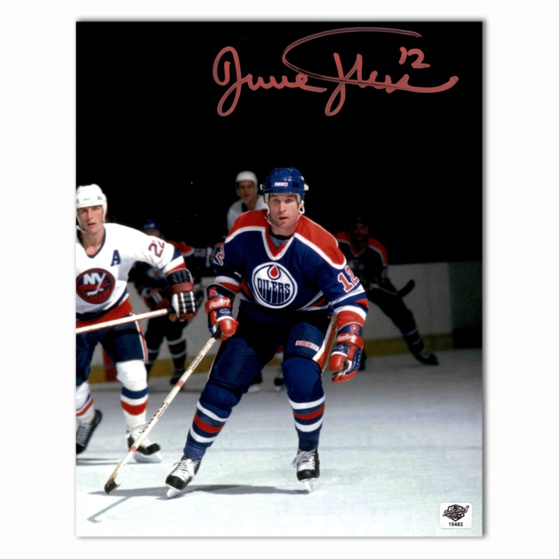 Dave Hunter Autographed Edmonton Oilers 8×10 Photo