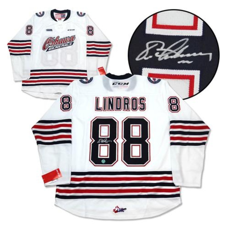 Eric Lindros Oshawa Generals Signed White CHL Hockey Jersey