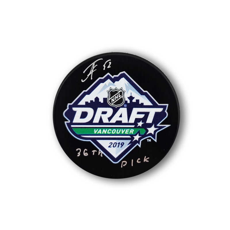 Pyotr Kochetkov Autographed 2019 NHL Draft Hockey Puck Inscribed 36th Pick
