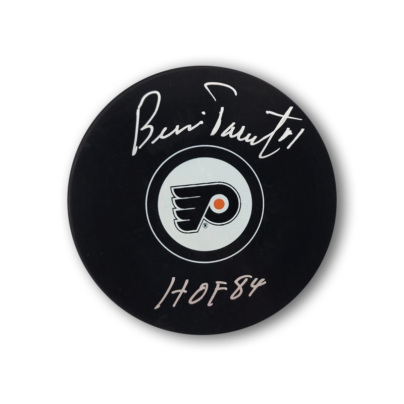 Bernie Parent Autographed Philadelphia Flyers Hockey Puck HOF 84