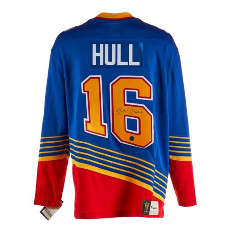 Brett Hull St. Louis Blues Autographed Diagonal Vintage Fanatics Jersey