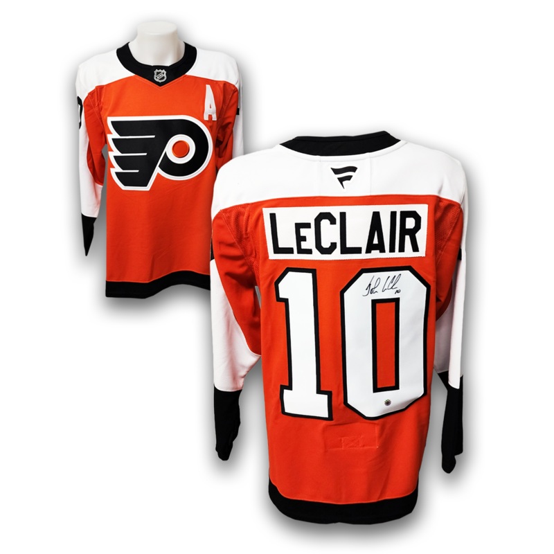 John LeClair Autographed Philadelphia Flyers Home Fanatics Premium Jersey