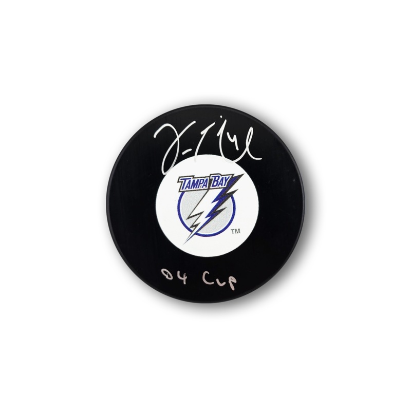 Vincent Lecavalier Autographed Tampa Bay Lightning Hockey Puck Inscribed 04 Cup