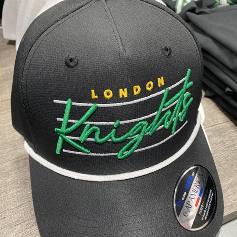 2024 London Knights Hats|Black Rope|White Snapback|White Trucker