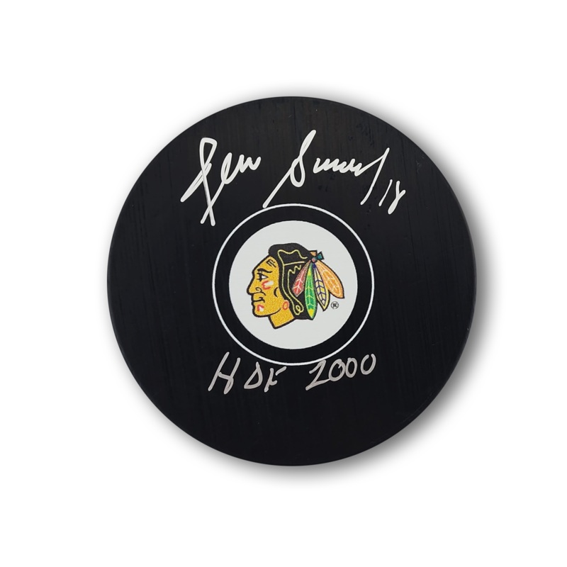 Denis Savard Autographed Chicago Black Hawks Hockey Puck HOF 2020