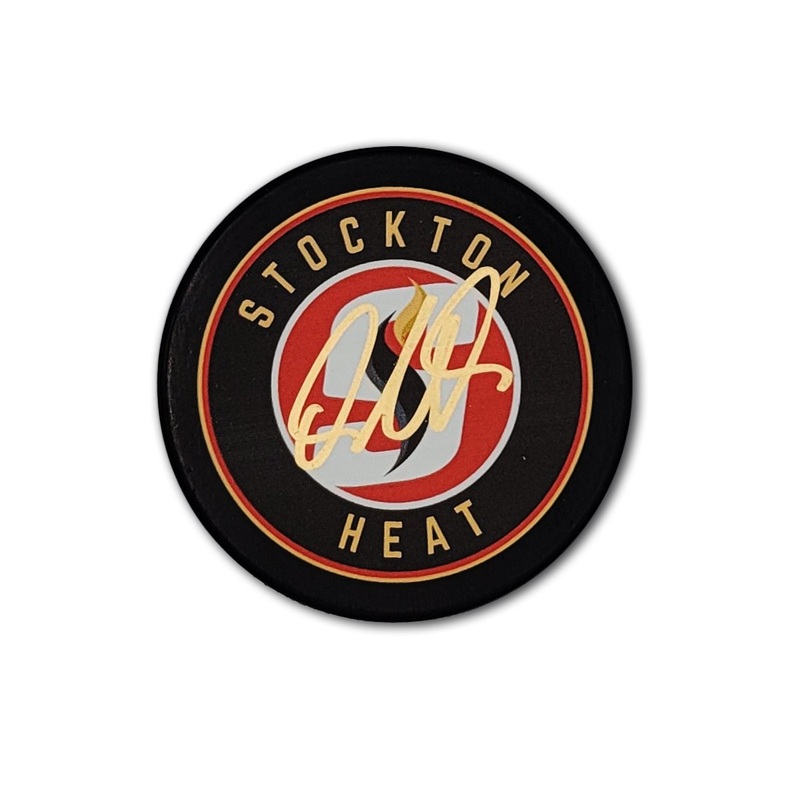 Dillon Dube Stockton Heat Autographed Hockey Puck