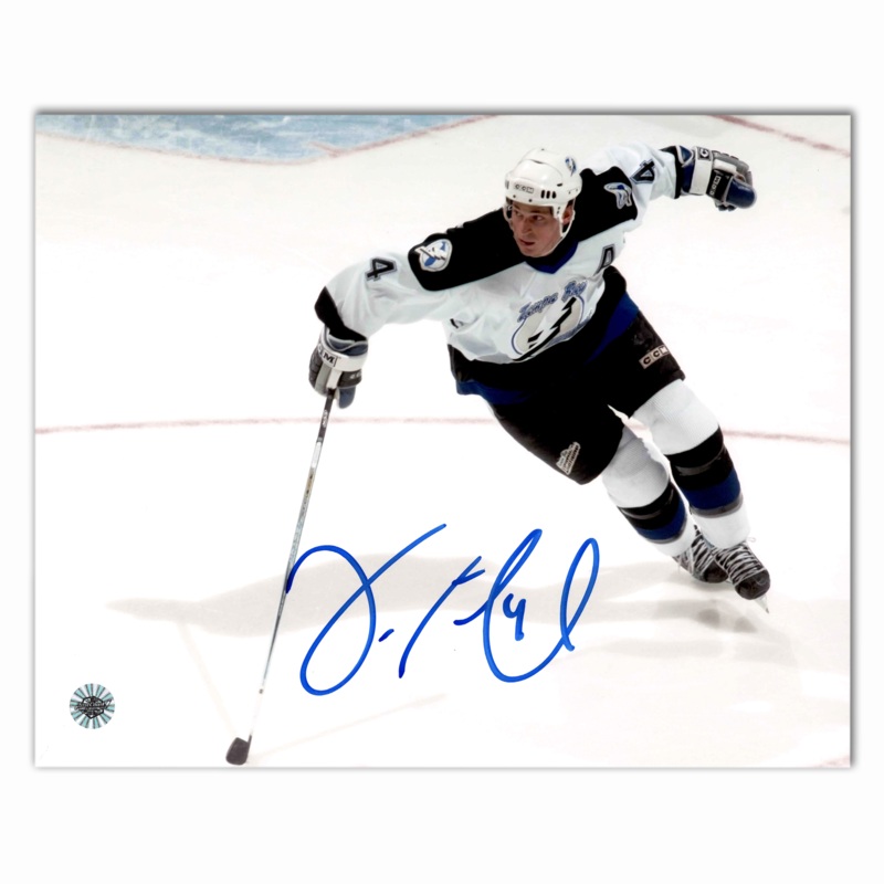 Vincent Lecavalier Autographed Tampa Bay Lightning Away Horizontal 8×10 Photo