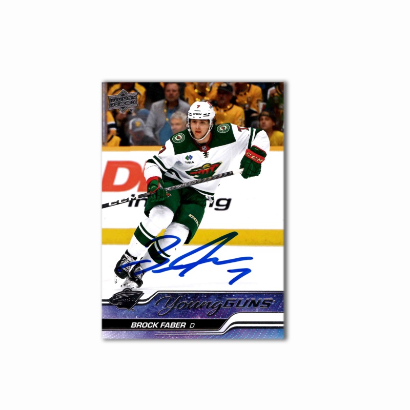Brock Faber Autographed Minnesota Wild Young Guns Hockey Card
