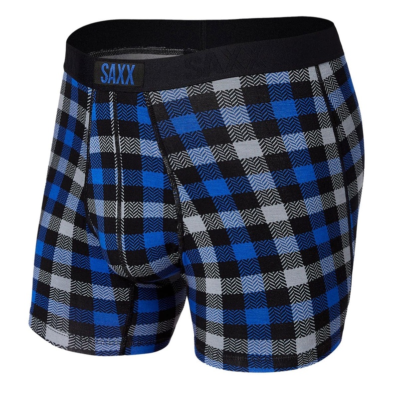 Saxx Vibe Boxers – Blue Flannel Check