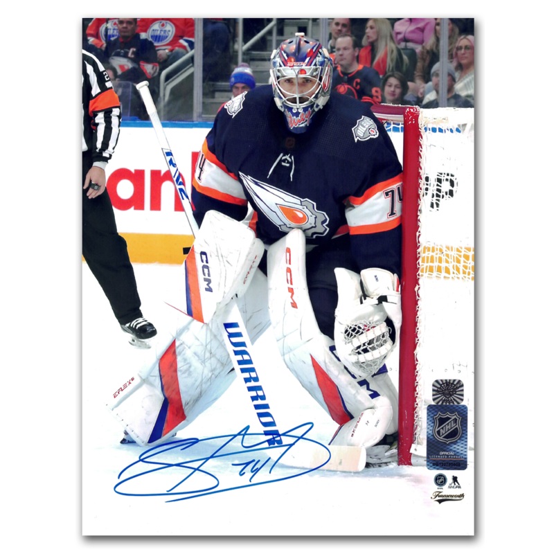 Stuart Skinner Edmonton Oilers Autographed Reverse Retro 8×10 Photo