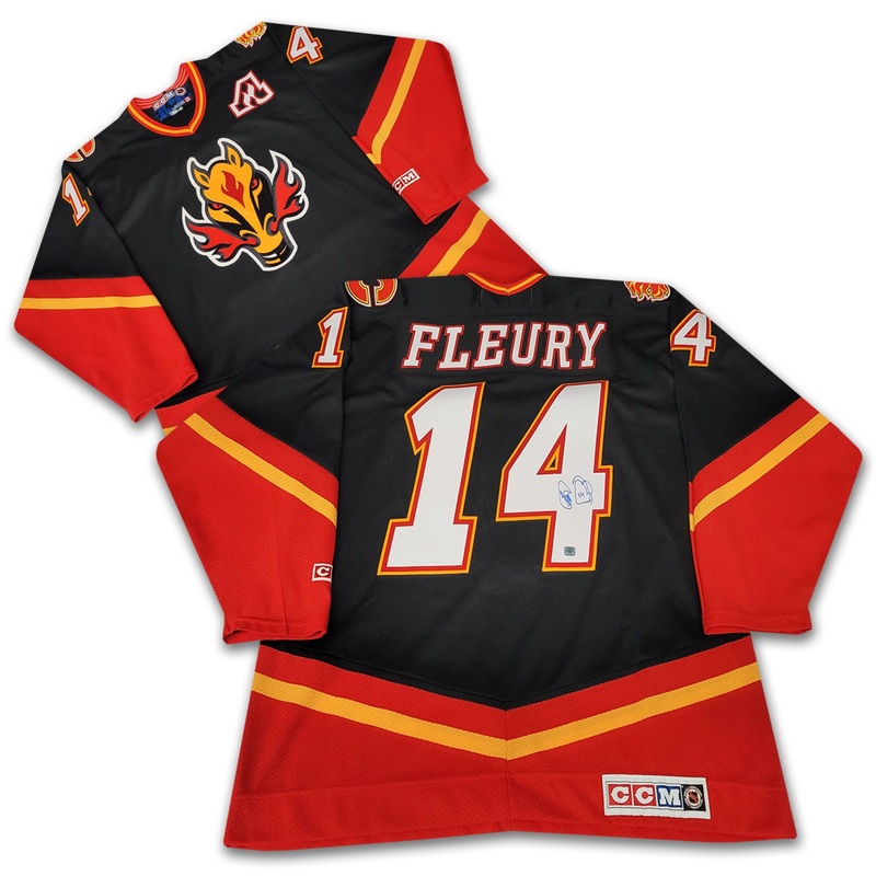 Theo Fleury Calgary Flames Autographed Black Horse Head Jersey