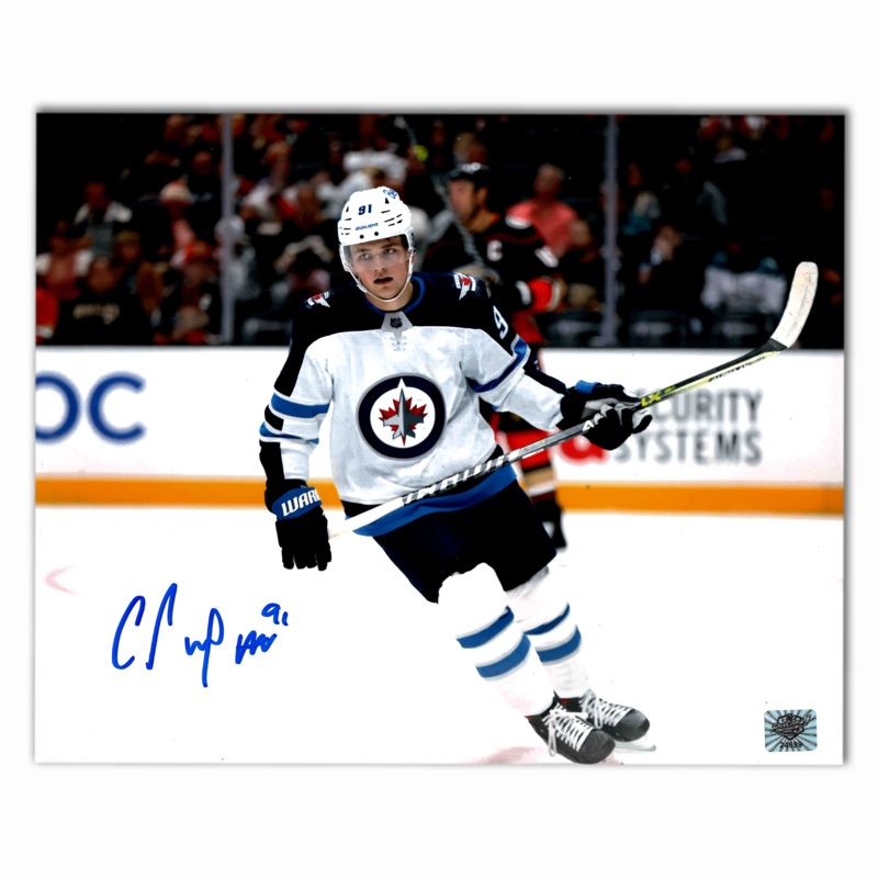 Cole Perfetti Autographed Winnipeg Jets Away Horizontal 8×10 Photo
