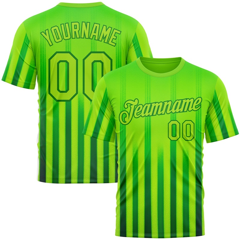 Custom Green Neon Green-Grass Green 3D Pattern Design Mexico Gradient Stripe Sportswear Performance T-Shirt