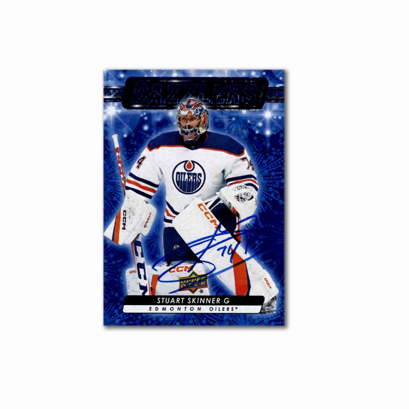 Stuart Skinner Autographed Edmonton Oilers Blue Dazzler D2-63 Hockey Card