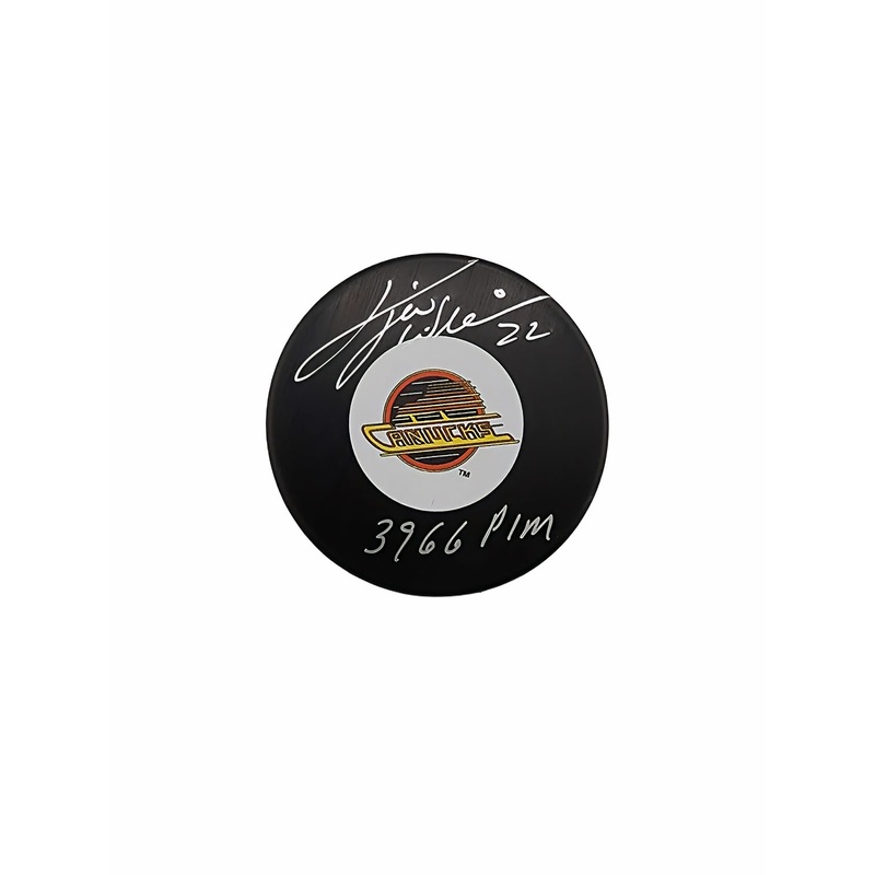 Tiger Williams Autographed Vancouver Canucks Hockey Puck Inscribed PIM