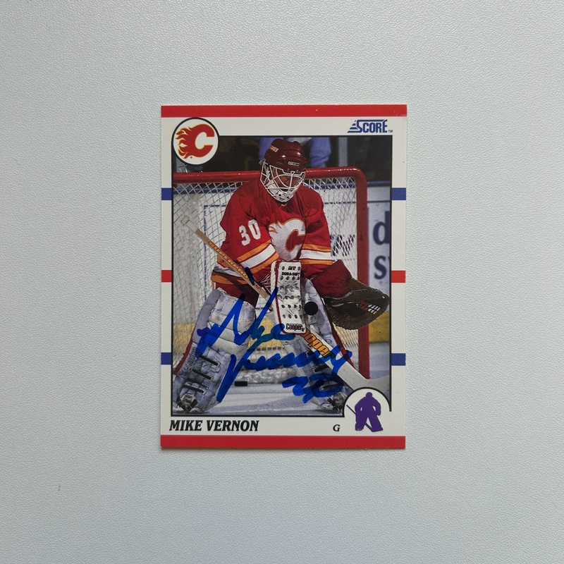 1990-91 Score #52 MIKE VERNON Autographed Hockey Card – Calgary Flames