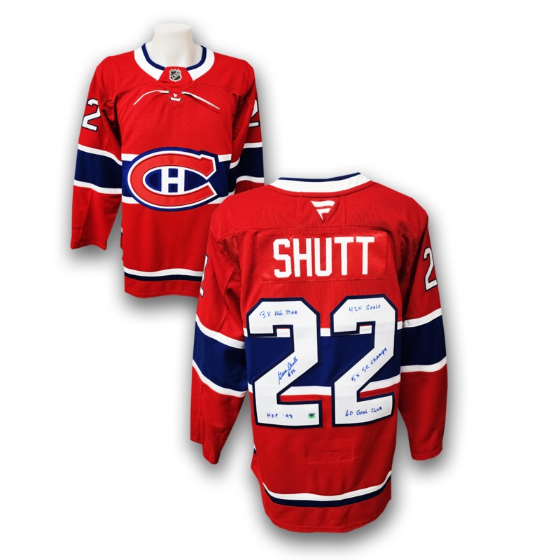 Steve Shutt Autographed Montreal Canadiens Fanatics Premium Jersey Career Inscriptions