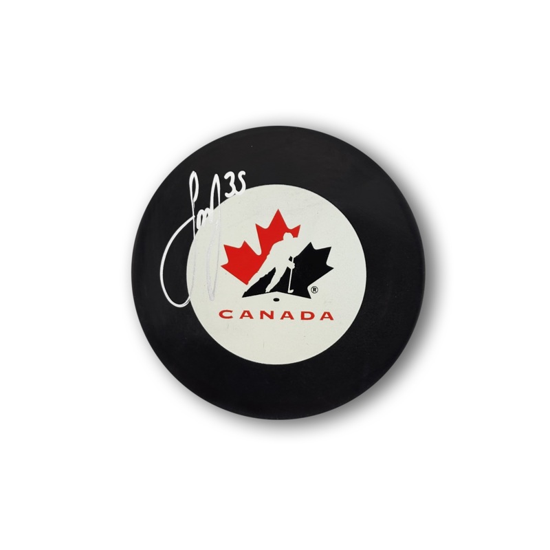 Sam Montembeault Autographed Team Canada Hockey Puck