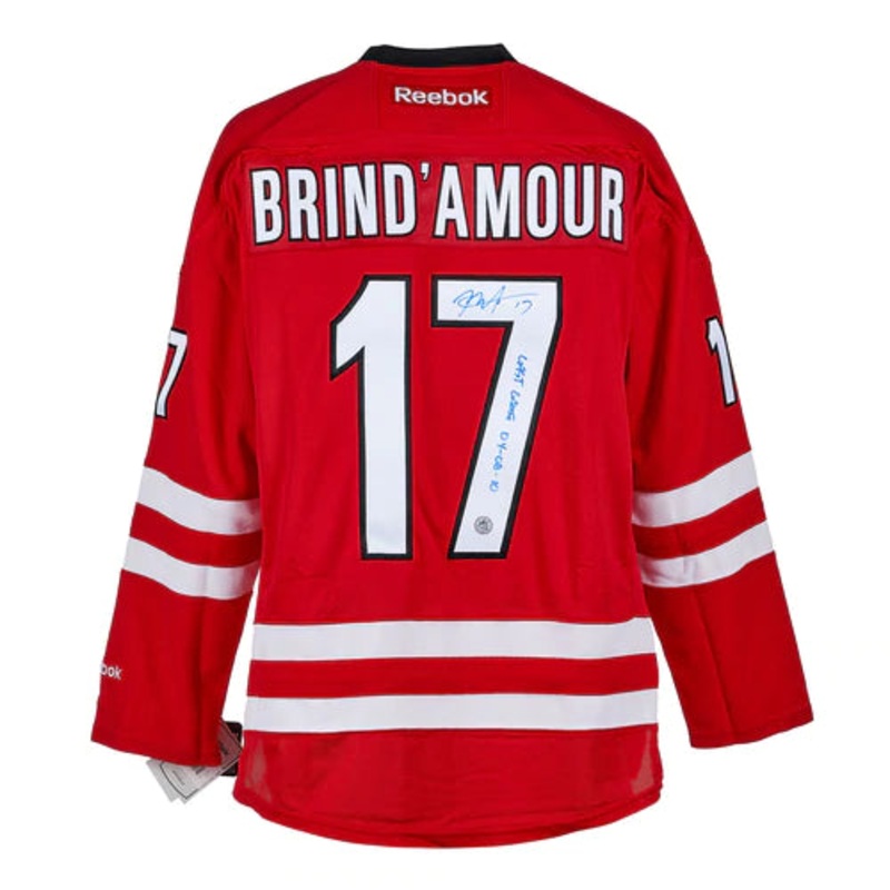 Rod Brind’Amour Carolina Hurricanes Signed & Dated Last Game Reebok Jersey