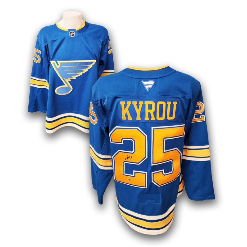 Jordan Kyrou Autographed St. Louis Blues Alternate Fanatics Premium Jersey
