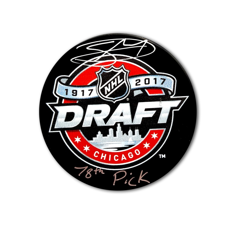 Stuart Skinner 2017 NHL Draft Hockey Puck Inscribed 78th Pick