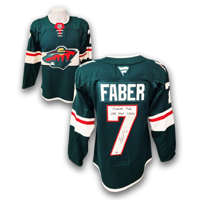 Brock Faber Autographed Minnesota Wild Home Fanatics Premium Jersey Inscribed