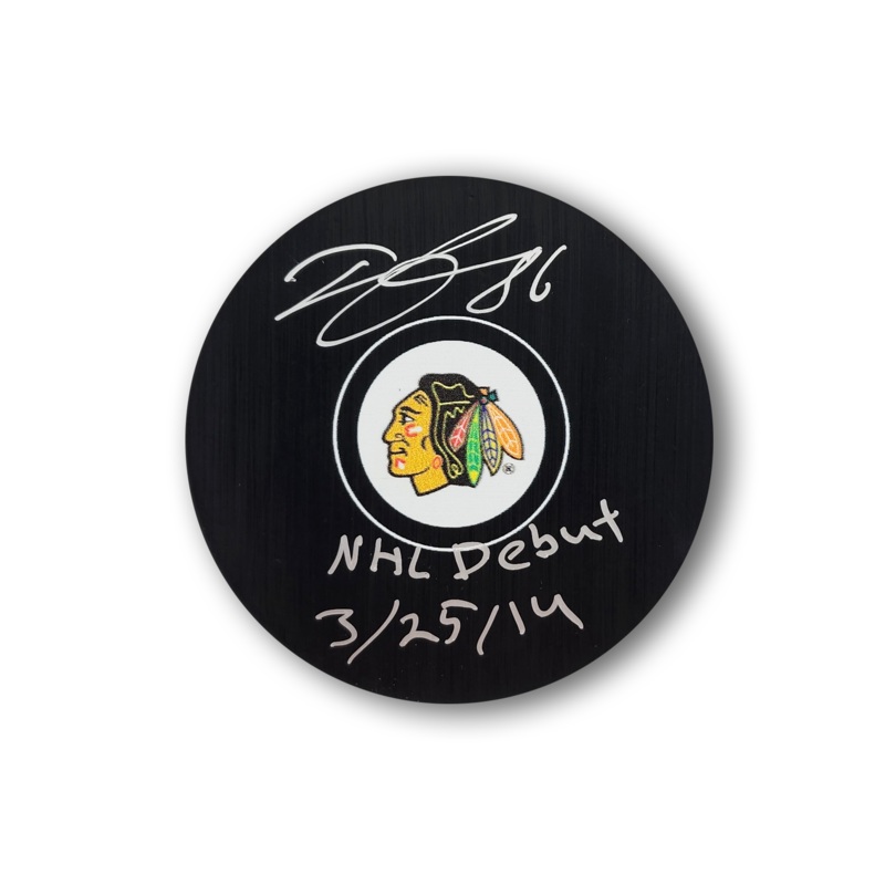 Teuvo Teravainen Autographed Chicago Black Hawks Hockey Puck Inscribed NHL Debut