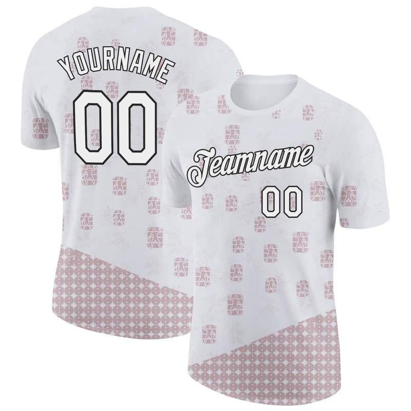 Custom White Black 3D Pickleball Paddles Balls Performance T-Shirt