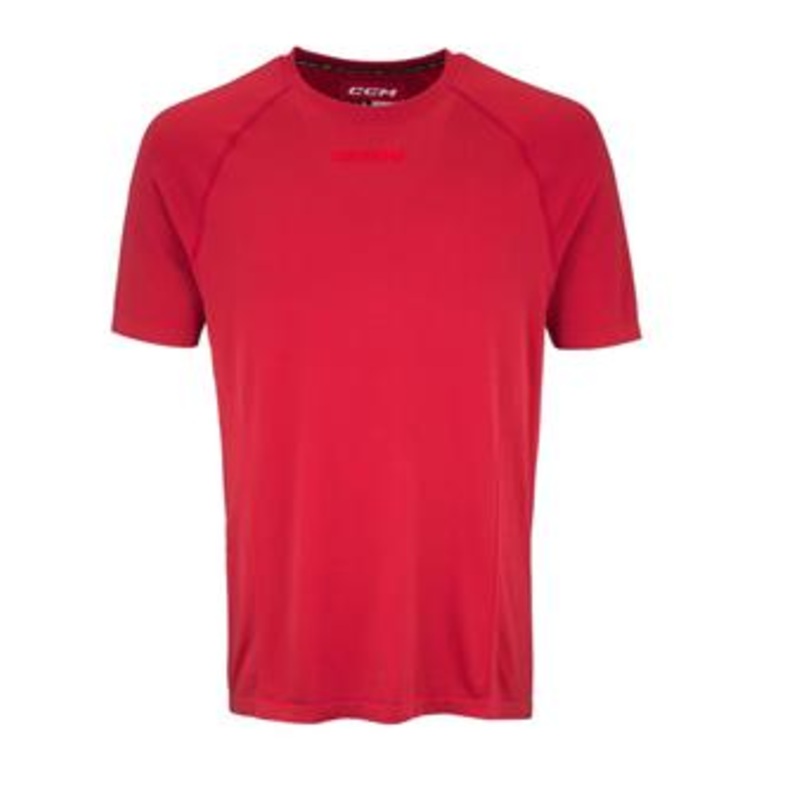 CCM Mens SS Training T-Shirt|Medium|Dark Cherry
