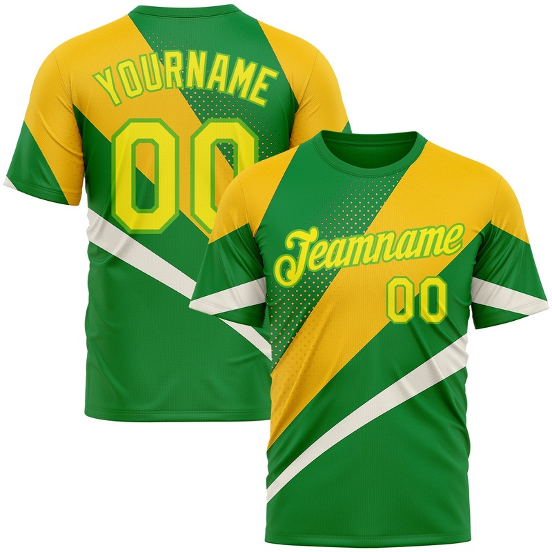Custom Green Light Yellow Aurora Green-Yellow 3D Pattern Design Brazil Sportswear Performance T-Shirt