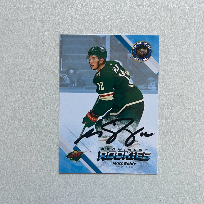 2022-23 UD Prominent National Hockey NHCD-8 MATT BOLDY Autographed Rookie Card