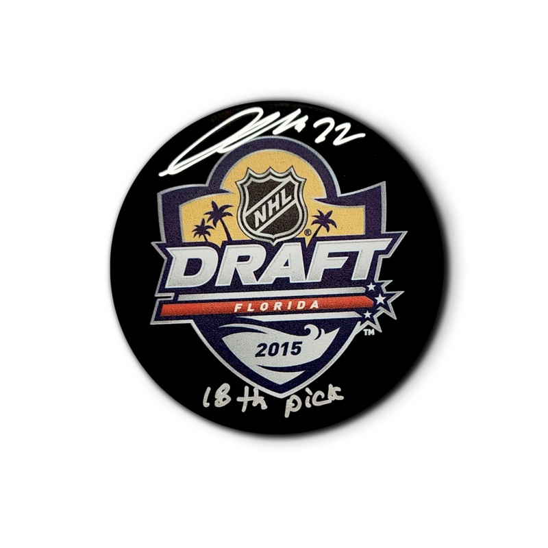 Thomas Chabot Autographed 2015 NHL Draft Hockey Puck Inscribed 18th Pick