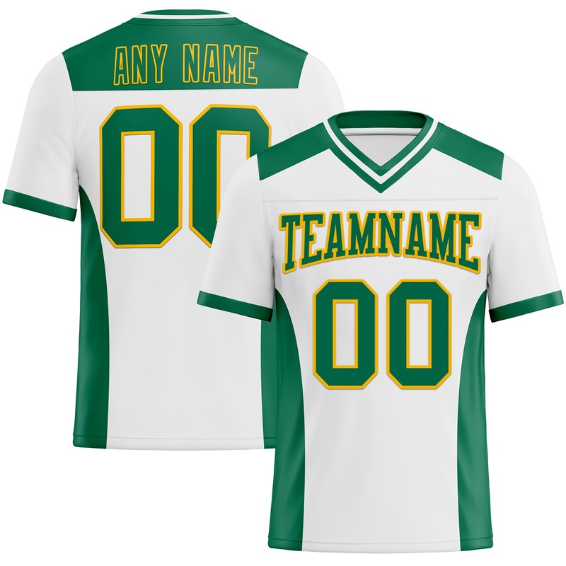 Custom White Kelly Green-Gold Authentic Football Jersey